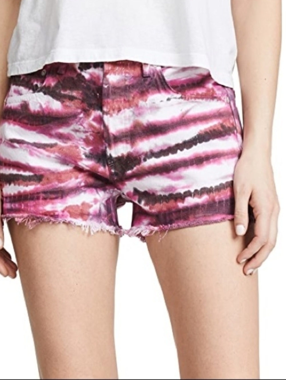 Agolde Parker Tie-Dye Pink Denim Shorts